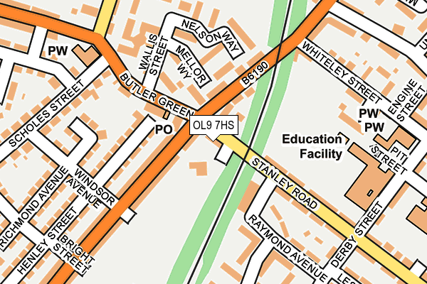 OL9 7HS map - OS OpenMap – Local (Ordnance Survey)