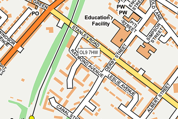 OL9 7HW map - OS OpenMap – Local (Ordnance Survey)
