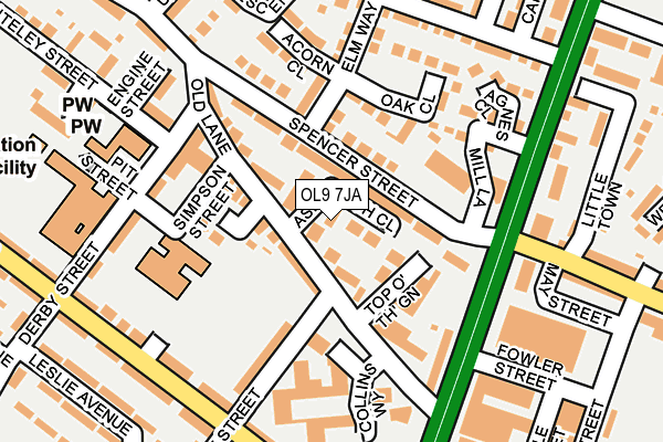 OL9 7JA map - OS OpenMap – Local (Ordnance Survey)