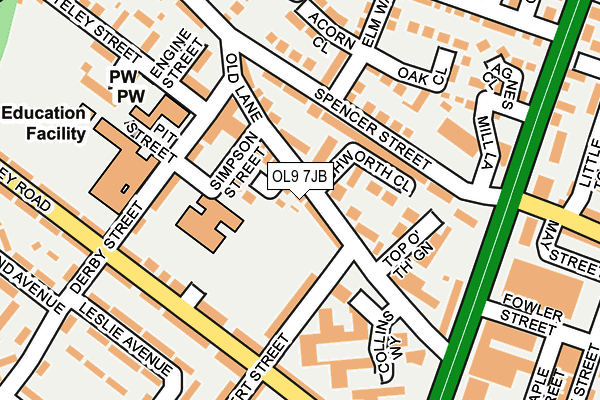 OL9 7JB map - OS OpenMap – Local (Ordnance Survey)
