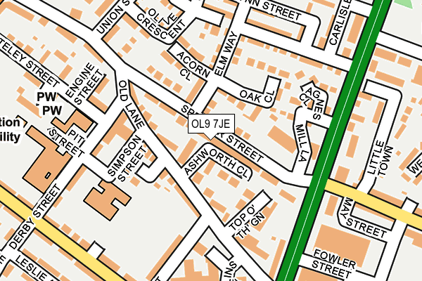 OL9 7JE map - OS OpenMap – Local (Ordnance Survey)