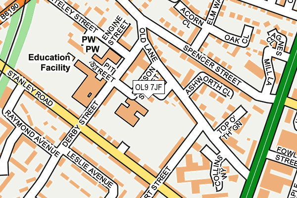 OL9 7JF map - OS OpenMap – Local (Ordnance Survey)