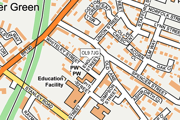 OL9 7JG map - OS OpenMap – Local (Ordnance Survey)