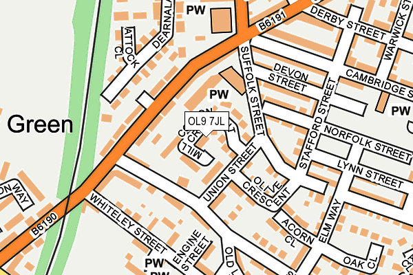 OL9 7JL map - OS OpenMap – Local (Ordnance Survey)
