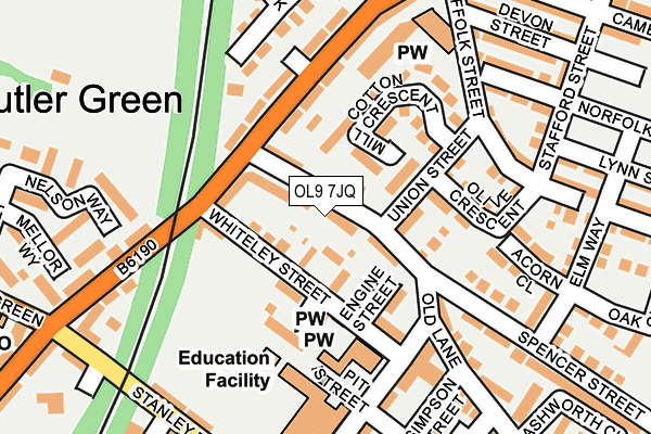 OL9 7JQ map - OS OpenMap – Local (Ordnance Survey)