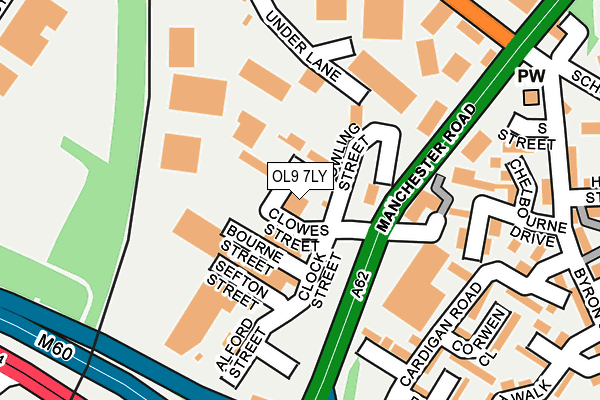 OL9 7LY map - OS OpenMap – Local (Ordnance Survey)
