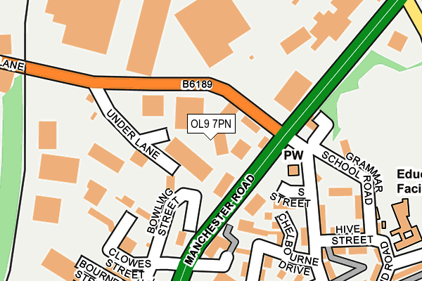 OL9 7PN map - OS OpenMap – Local (Ordnance Survey)