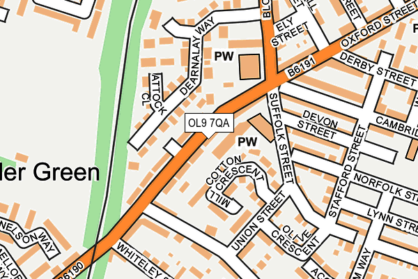 OL9 7QA map - OS OpenMap – Local (Ordnance Survey)