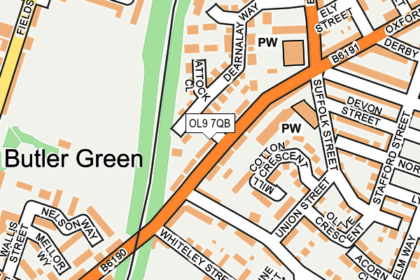 OL9 7QB map - OS OpenMap – Local (Ordnance Survey)