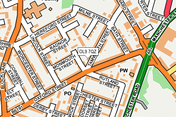 OL9 7QZ map - OS OpenMap – Local (Ordnance Survey)