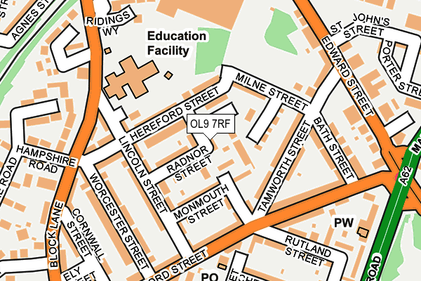 OL9 7RF map - OS OpenMap – Local (Ordnance Survey)