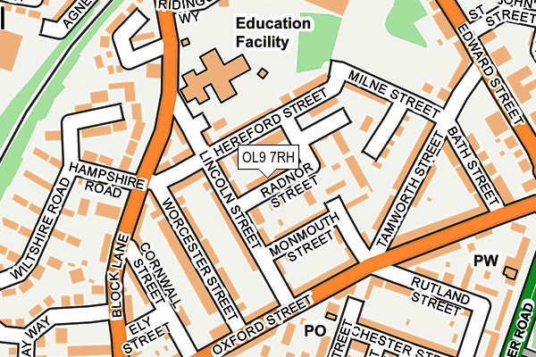 OL9 7RH map - OS OpenMap – Local (Ordnance Survey)