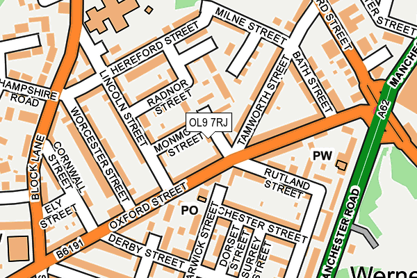 OL9 7RJ map - OS OpenMap – Local (Ordnance Survey)