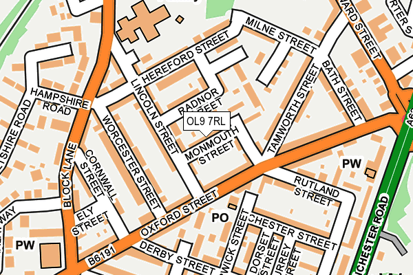 OL9 7RL map - OS OpenMap – Local (Ordnance Survey)