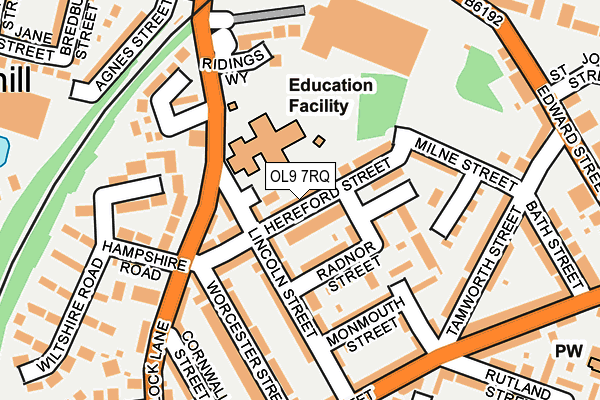 OL9 7RQ map - OS OpenMap – Local (Ordnance Survey)