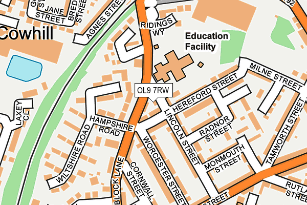 OL9 7RW map - OS OpenMap – Local (Ordnance Survey)