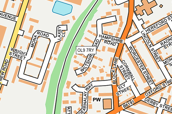 OL9 7RY map - OS OpenMap – Local (Ordnance Survey)