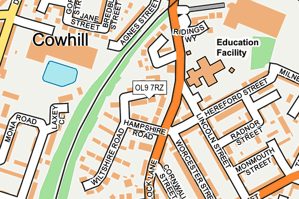 OL9 7RZ map - OS OpenMap – Local (Ordnance Survey)