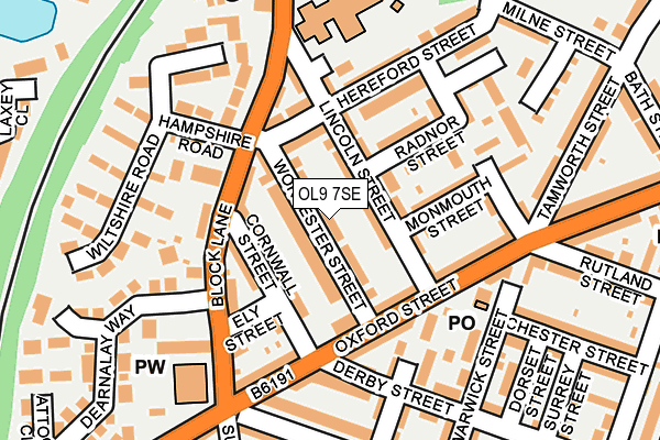 OL9 7SE map - OS OpenMap – Local (Ordnance Survey)