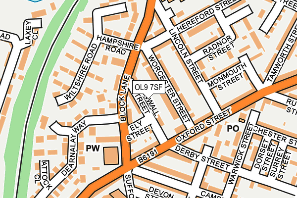 OL9 7SF map - OS OpenMap – Local (Ordnance Survey)