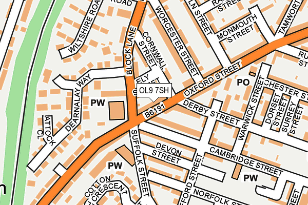 OL9 7SH map - OS OpenMap – Local (Ordnance Survey)