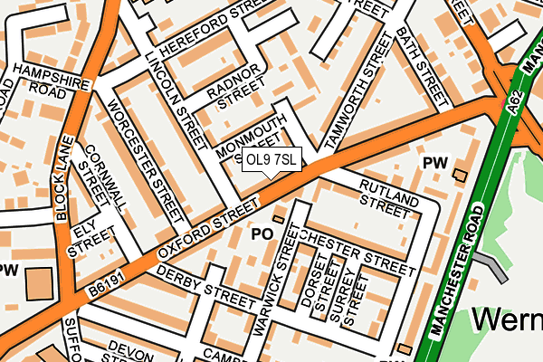 OL9 7SL map - OS OpenMap – Local (Ordnance Survey)