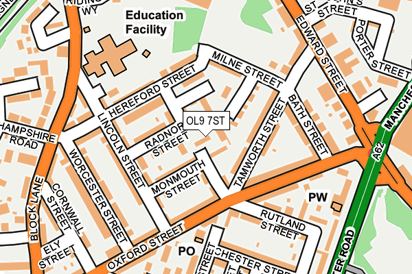 OL9 7ST map - OS OpenMap – Local (Ordnance Survey)