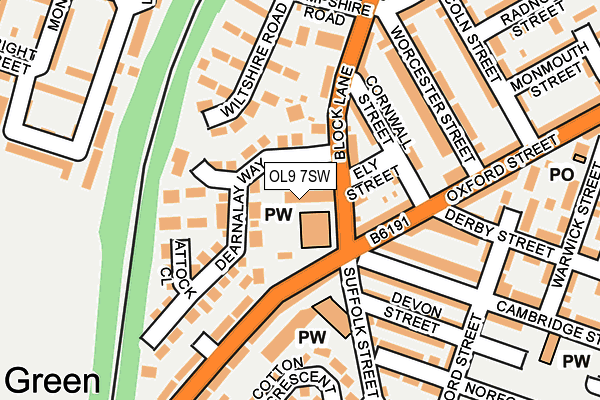 OL9 7SW map - OS OpenMap – Local (Ordnance Survey)