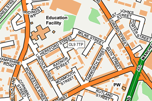 OL9 7TP map - OS OpenMap – Local (Ordnance Survey)