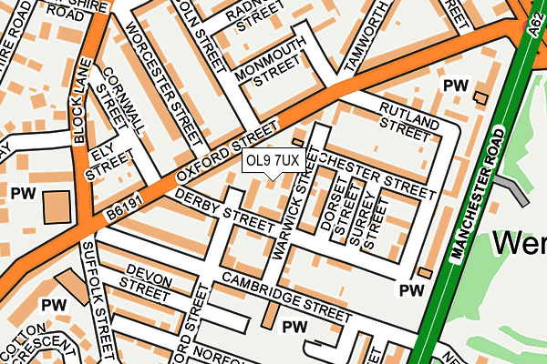 OL9 7UX map - OS OpenMap – Local (Ordnance Survey)