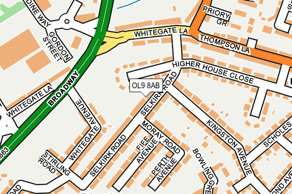 OL9 8AB map - OS OpenMap – Local (Ordnance Survey)