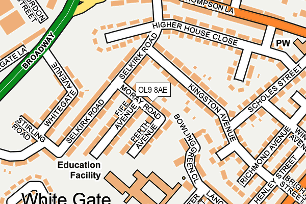 OL9 8AE map - OS OpenMap – Local (Ordnance Survey)