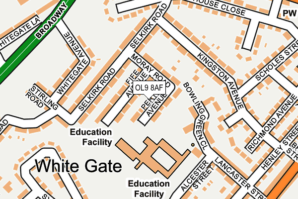 OL9 8AF map - OS OpenMap – Local (Ordnance Survey)