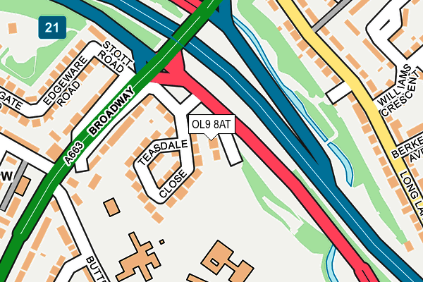 OL9 8AT map - OS OpenMap – Local (Ordnance Survey)