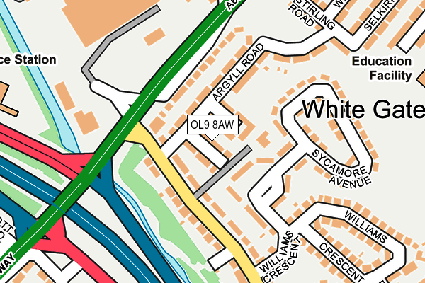 OL9 8AW map - OS OpenMap – Local (Ordnance Survey)