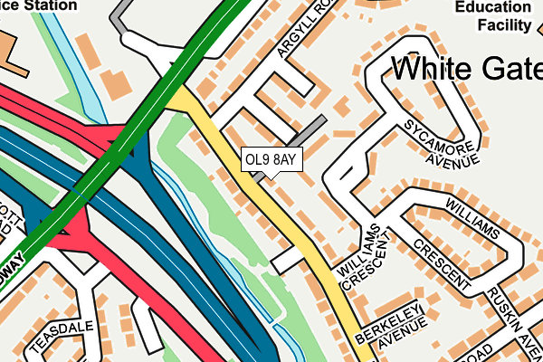 OL9 8AY map - OS OpenMap – Local (Ordnance Survey)