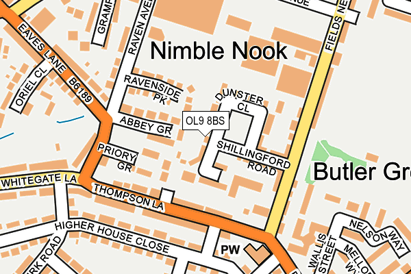 OL9 8BS map - OS OpenMap – Local (Ordnance Survey)