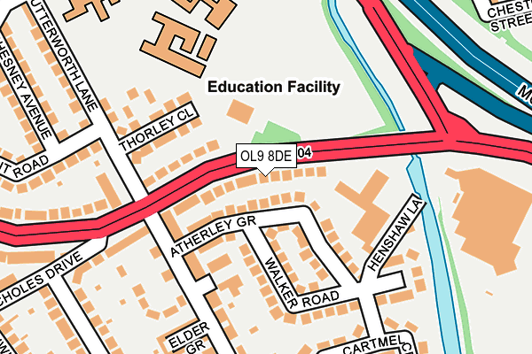 OL9 8DE map - OS OpenMap – Local (Ordnance Survey)