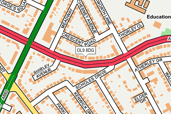 OL9 8DG map - OS OpenMap – Local (Ordnance Survey)