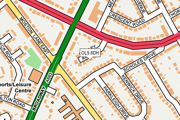 OL9 8DH map - OS OpenMap – Local (Ordnance Survey)