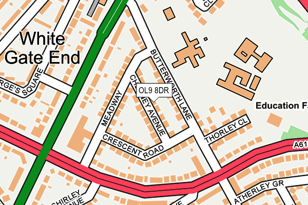 OL9 8DR map - OS OpenMap – Local (Ordnance Survey)
