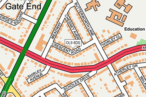 OL9 8DS map - OS OpenMap – Local (Ordnance Survey)