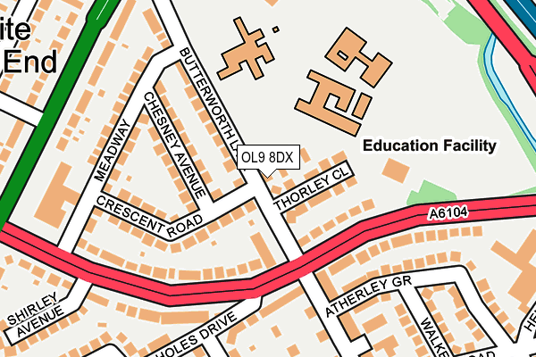 OL9 8DX map - OS OpenMap – Local (Ordnance Survey)