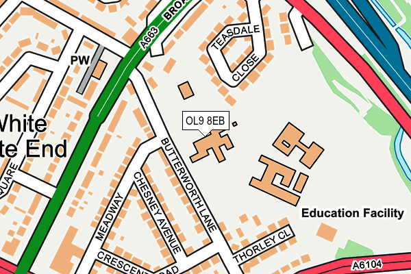 OL9 8EB map - OS OpenMap – Local (Ordnance Survey)