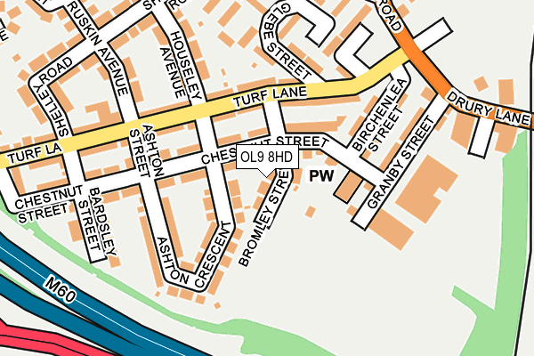 OL9 8HD map - OS OpenMap – Local (Ordnance Survey)