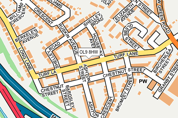 OL9 8HW map - OS OpenMap – Local (Ordnance Survey)