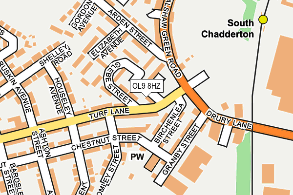 OL9 8HZ map - OS OpenMap – Local (Ordnance Survey)