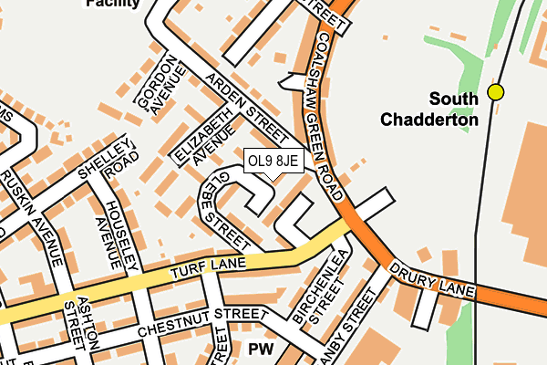 OL9 8JE map - OS OpenMap – Local (Ordnance Survey)