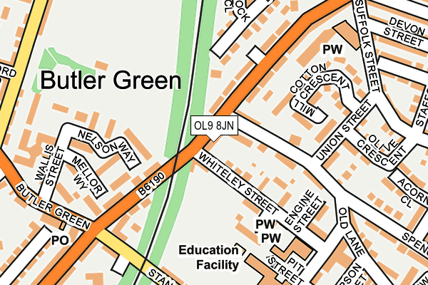 OL9 8JN map - OS OpenMap – Local (Ordnance Survey)