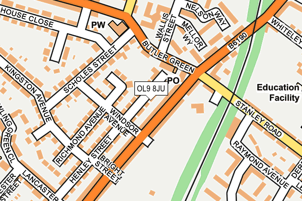 OL9 8JU map - OS OpenMap – Local (Ordnance Survey)